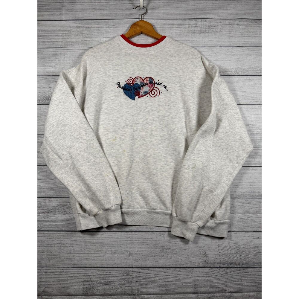 Vintage Grandma Love Gray Heart Patchwork Sweatshirt Womens 2X 4047